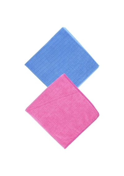 Silver Home Universal Kareli Mikrofiber Temizlik Bezi Mavi - Pembe 2'li 50 x 70 CM
