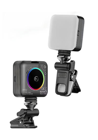 Rgb Led Telefon Selfie Işığı Şarjlı Mini Video Çekim Lambası 3000 Mah Canlı Yayın Işığı 2900-9000k Gümüş - Siyah