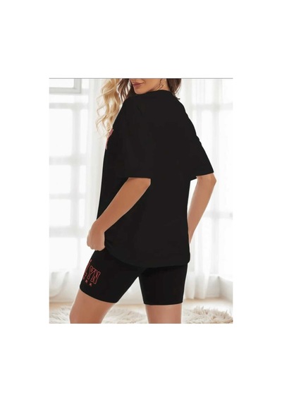 Caxis Kadın Oversize 1898 Brooklyn New York Baskılı Tayt Takım Siyah