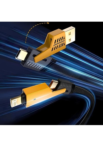 Divex 4 İn 1 Çoklu Usb Şarj Kablosu: 100 Cm, Type C To Lightning Örgü Şarj Kablosu Usb A/usb C 65w Tip C/27w Pd Her Diğer