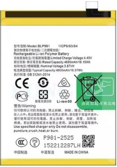 Teknonet Oppo Reno 8 Lite Uyumlu Teknonet Blp907 Batarya - Siyah
