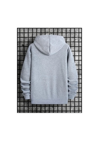 Blackjack Giyim Losangeles Baskılı Kapüşonlu Sweatshirt Gri