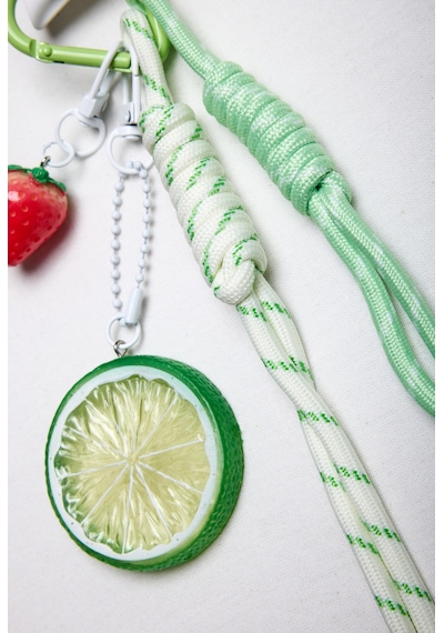 Standart Yeşil Limon Ve Çilek Detaylı Çoklu Objeli Tasarım Charm Anahtarlık