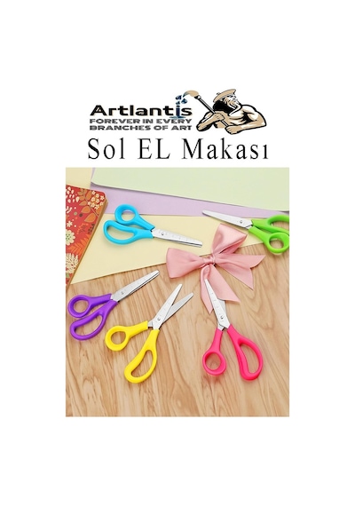 Sol El Makası 2 Adet Solak Okul Makası Plastik Saplı Solel İçin Makas Okul Öğrenci Makası Küt Uçlu Paslanmaz Çelik