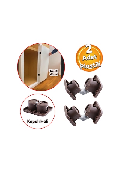 Yuvarlak Kafalı Gizli Gömme Plastik 2 Adet Dolap Kapak Mobilya Katlanır Masa Menteşesi Kahverengi