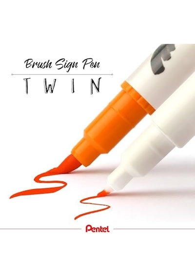 Brush Sing Pen Twin Çift Taraflı Fırça Uçlu Kalem Altın