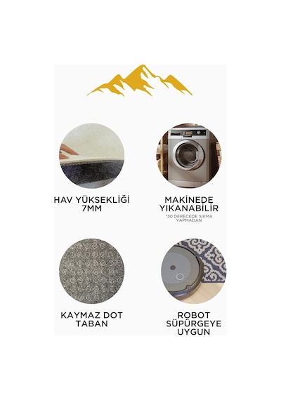 Modern Desenli Dijital Baskı 3'lü Banyo Paspas Takımı Yıkanabilir Kaymaz Tabanlı Klozet Takımı Klz0004 Diğer