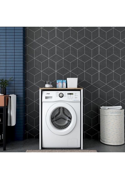 Rani Kd103 Çamaşır Makinesi Dolabı Banyo Dolabı Beyaz - S. Ceviz Beyaz