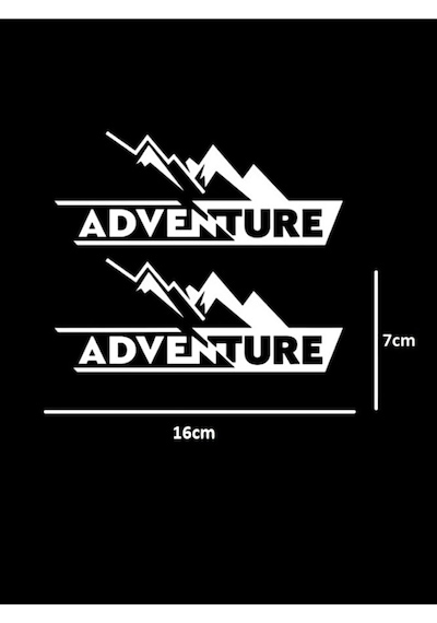 Adventure Motosiklet Çanta Sticker 7x16 Cm 2 Adet Beyaz