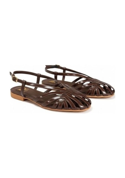 Ne&ve Shoes Kahve Rugan Biye Kadın Günlük Sandalet Kahverengi