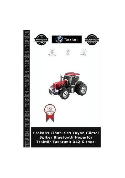 Frekans Cihazı Ses Yayan Görsel Spiker Bluetooth Hoparlör Traktör Tasarımlı D42 Kırmızı