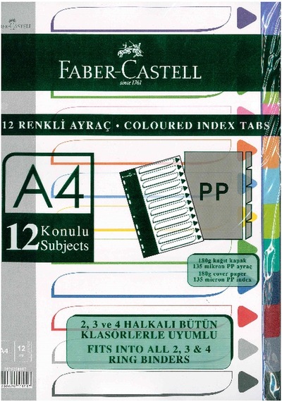 Faber Castell 12'li Renkli Ayraç Plastik