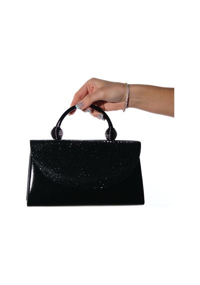 Luvishoes Gısella Siyah Desenli Kadın Abiye Çanta Siyah Simli
