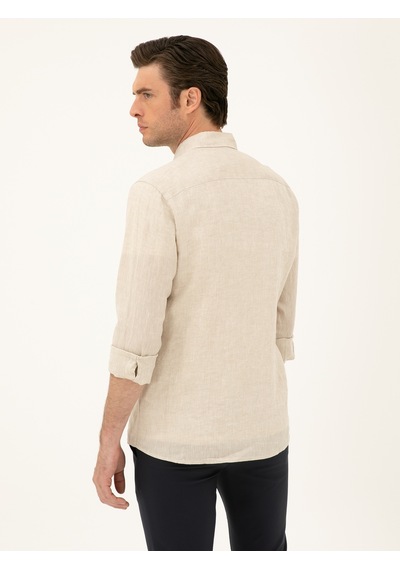 Cacharel Bej Regular Fit %100 Keten Gömlek 15469610