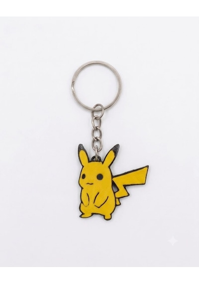 3d Yazıcı İle Üretilmiş Özel Tasarım Pikachu Anahtarlık Sarı - Siyah