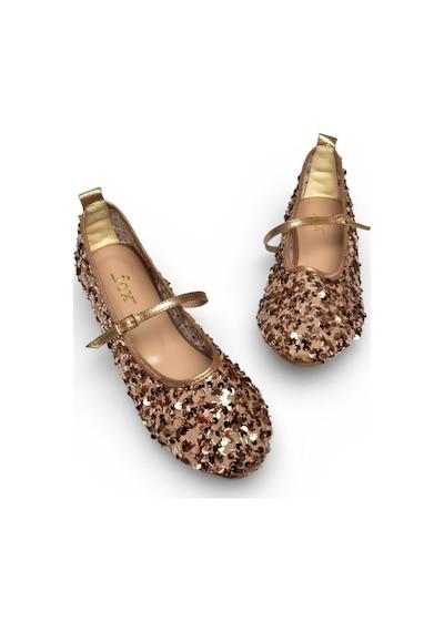 Fox Shoes Y250322040 Bronz Kumaş Pullu Kadın Babet Bronz