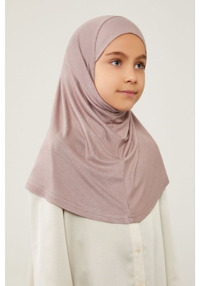 Melodi Scarf Tesettür Çocuk Namaz Bonesi Eşarbı Şalı Hijabı Vizon Vizon