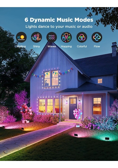 Rgbıc Akıllı Dış Mekan Led Spot Işık 4 Lü Paket, Ip66, Alexa & Google Uyumlu, 1000 Lm Çok Renkli