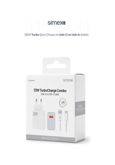 Simex Xiaomi, Redmi, Poco, Uyumlu 33 Watt Hızlı Turbo Şarj Seti Ce Belgeli Sps-19