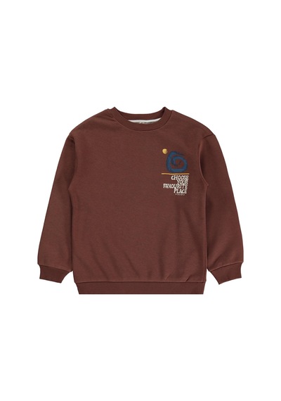 Silversun Kids Silversun Ocean Baskılı 8-13 Yaş Sweatshirt - Kahverengi