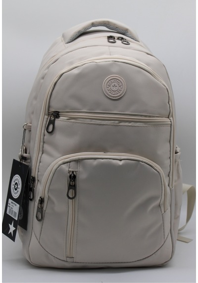 Bej Unisex Okul Çantası Su Geçirmez Kumaş Unisex Okul Sırt Çantası 1700 Bej