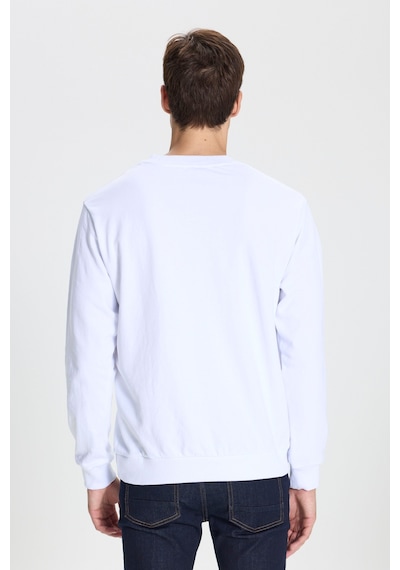 George Henry Standart Fit Normal Kesim Pamuklu Bisiklet Yaka Sweatshirt Beyaz