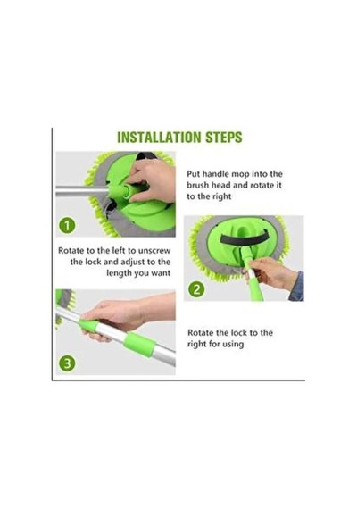Çok Fonksiyonlu 2 In 1 Mikrofiber Araç Yıkama Fırçası Teleskopik Uzun Saplı Mop