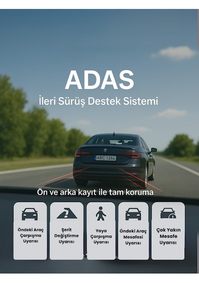 Mieco X8 Wifi /4K UHD/ 170° Ultra Geniş Açı/ ADAS/ Ön + Arka Araç Kamerası