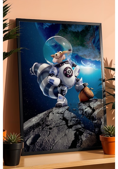 Buz Devri Scrat Astronot Uzay Temalı Çerçeveli Tablo - Lüks Çocuk Odası Galaksi Duvar Dekoru Poster Siyah Buz Devri Scrat Astronot Uzay Temalı Çerçeveli Tablo - Lüks Çocuk Odası Galaksi Duvar Dekoru Poster Siyah