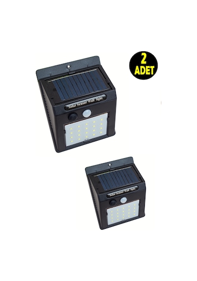 2 Adet Güneş Enerjili Bahçe Teras Balkon Gece Aydınlatma Lambası Armatürü -dekoratif Solar Aplik
