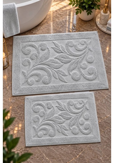 Bambu Jakar Desenli 2'li Banyo Seti Yumuşacık Tuşe Premium Dokuma %100 Bambu Gri - 945189930 Gri