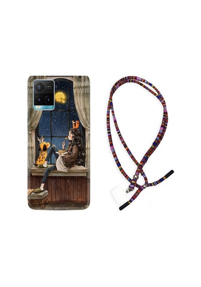 Vivo Y33S Kılıf Rasta Boyun Askılı Ananas Camera Glass 1358