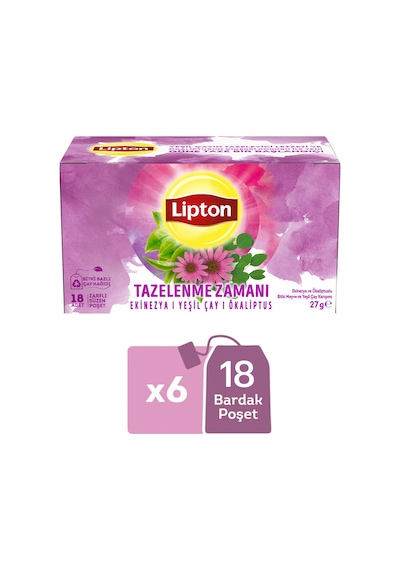 Lipton Tazelenme Zamanı Ekinezya Ve Ökaliptuslu Bitki Ve Meyve Çayı Karışımı 18li X 6 Adet