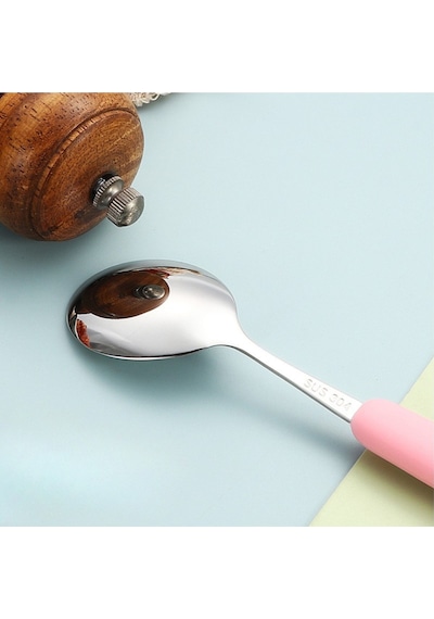 Siyah-beyaz Renk Tavşan Figürlü Premium Çocuk Bpa Free Paslanmaz Çelik Uçlu Çatal-kaşık Set 24+ Ay