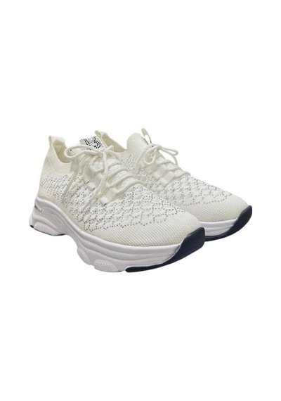 Aybaak 5008 Taşlı Dolgu Topuk Kadın Ayakkabı Sneaker Beyaz