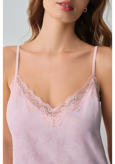 Suwen Floral Dantelli Kısa Gecelik Wsh10710066077 Pembe