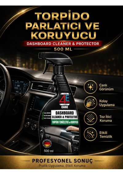 4e Care Torpido Parlatıcı , Plastik, Tampon Temizleme Koruma Sütü 500 Ml