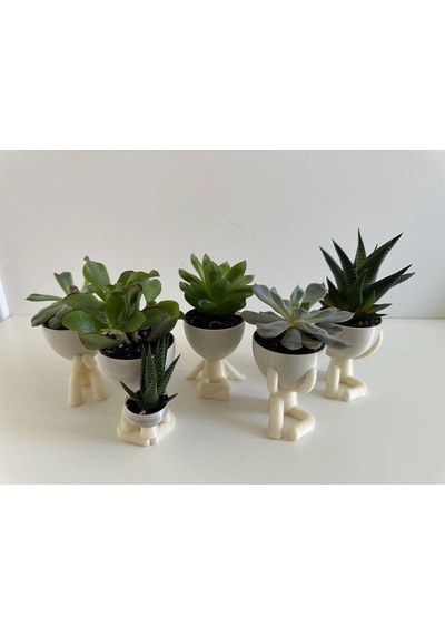 Insansı Saksı 4'lü Set - Beyaz - Çiçeksiz - 7cm