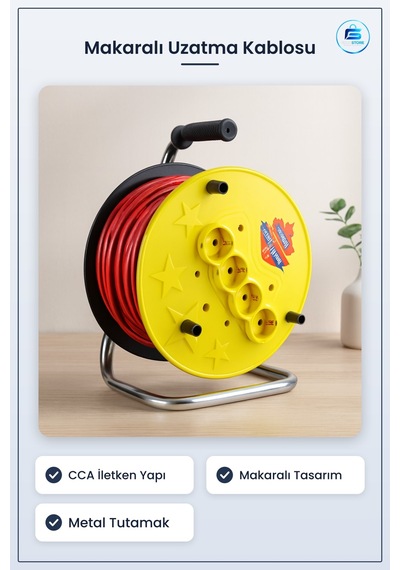Makaralı Uzatma Kablosu Cca Kaynak Makinesi Atölye Sahada Kullanı 15 M Ve Üzeri