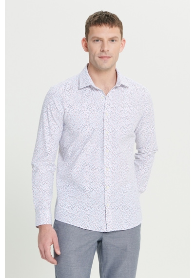 AC&Co / Altınyıldız Classics Erkek Beyaz Kırmızı Pamuklu Slim Fit Dar Kesim Klasik Yaka Baskılı Gömlek AC&Co / Altınyıldız Classics Erkek Beyaz Kırmızı Pamuklu Slim Fit Dar Kesim Klasik Yaka Baskılı Gömlek