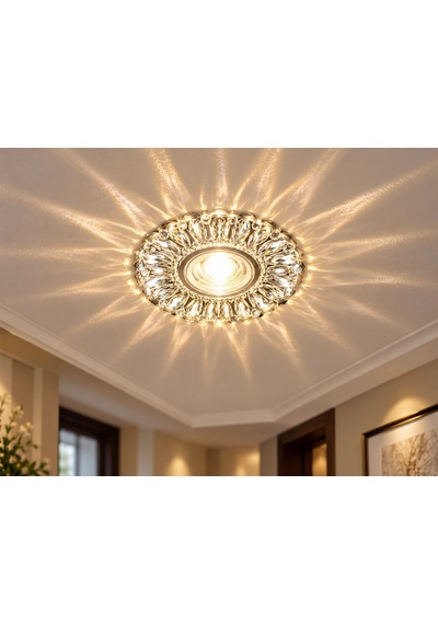 Kristal Cam Spot Lamba Gu10 Duy Led Çerçeveli 4000k Doğal Işık Tavan Aydınlatması 12 Cm Bx-316734 Diğer