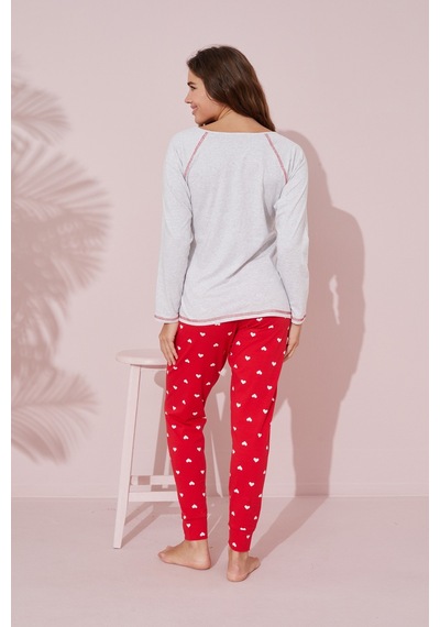 Siyah İnci Pamuklu Örme Pijama Takım 24241105 Gri
