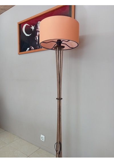 Balsa Dekor Ahşap Lambader Ceviz Turuncu