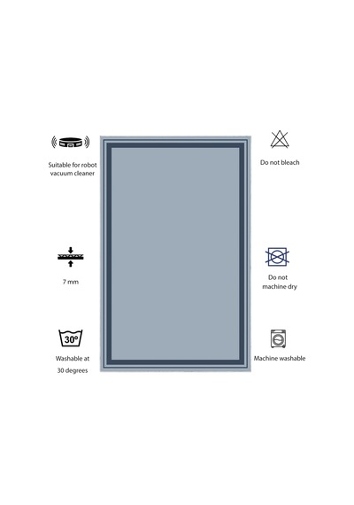 Dijital Kaymaz Yıkanabilir Banyo Mutfak Salon Paspas Halısı Trend Modern Al4007 Indigo