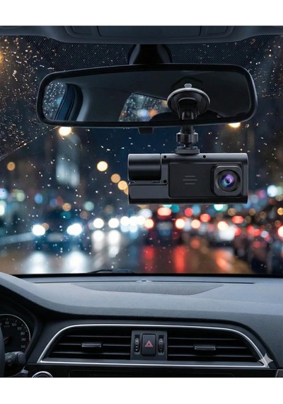 Üç Kameralı Wifi Araç I Çi Kayıt Cihazı 1080p Ön I Ç Arka Gece Görüşlü Dashcam Tüm Araçlara Uyumlu Tek