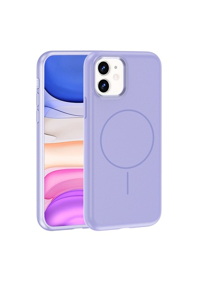 Zore Apple iPhone Uyumlu 11 Kılıf M-safe Şarj Özellikli Metal Kamera Çerçeveli Omsy Edi Silikon Kapak - Lila