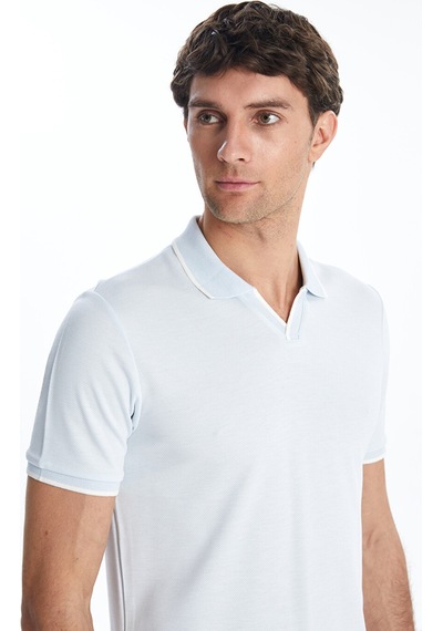 Lcwaıkıkı Classic Mavi Polo Yaka Merserize Görünümlü Erkek Tişört