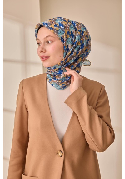 Silk Home Soft Eşarp 73092-08 Hardal, Bebe Mavi, Yanık Sarı, Çikolata Kahve
