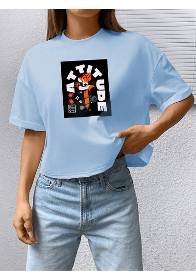 Uyguntarz Unisex Attitude Tasarım Basklı Tshirt Bebe Mavisi