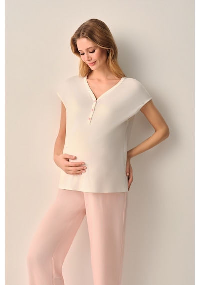 Suwen Stripe Hamile Lohusa Pijama Takımı Sh26539660l919
